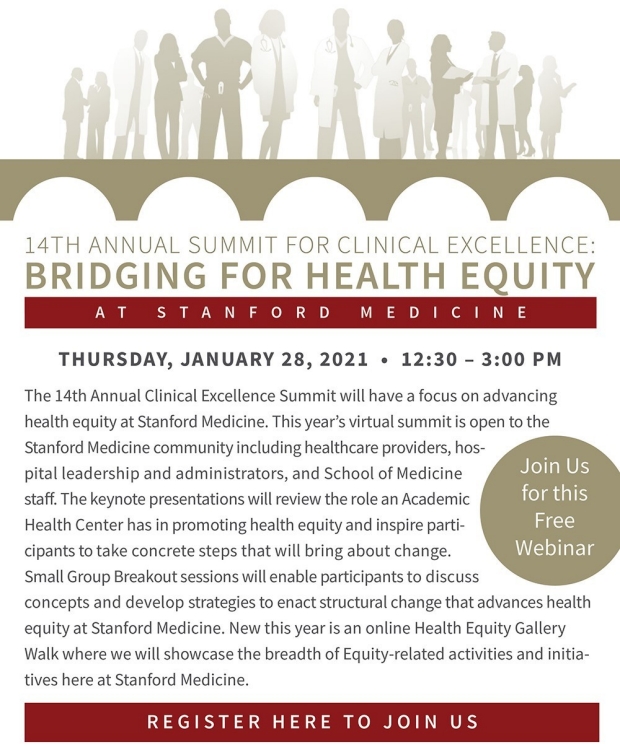 14th Annual Summit for Clinical Excellence: Bridging for Health Equity link and flier to registration