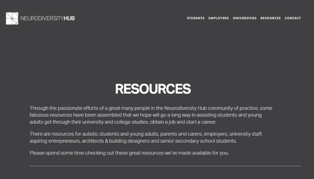Neurodiversity Hub Website screenshot