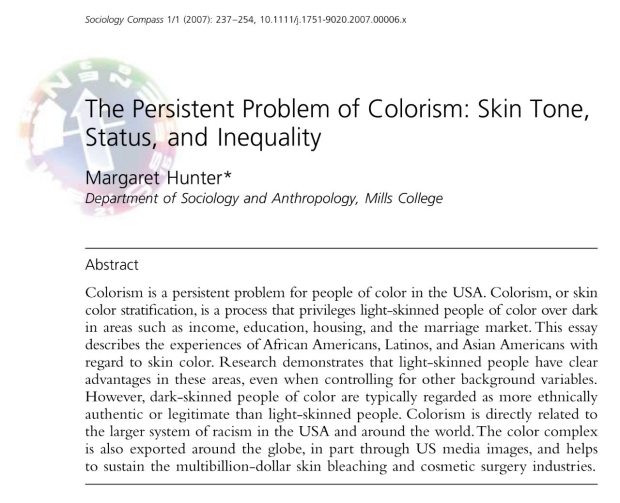 article abstract The Persistent Problem of Colorism: Skin Tone, Status, and Inequality