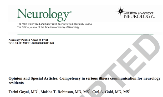 Neurology article accepted