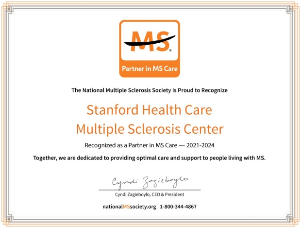 The National Multiple Sclerosis Society Partner in MS Care 2021-2024 Certificate