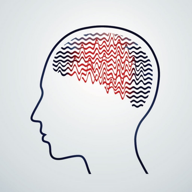 Illustration of brain waves disrupted by a seizure