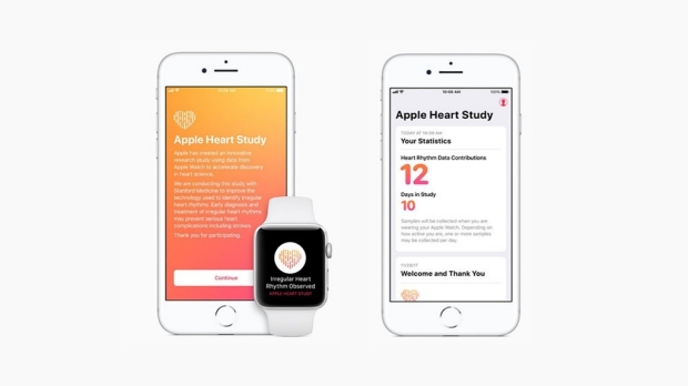 Screenshots of the Apple Heart study app