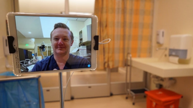COVID-19 patient care via iPad